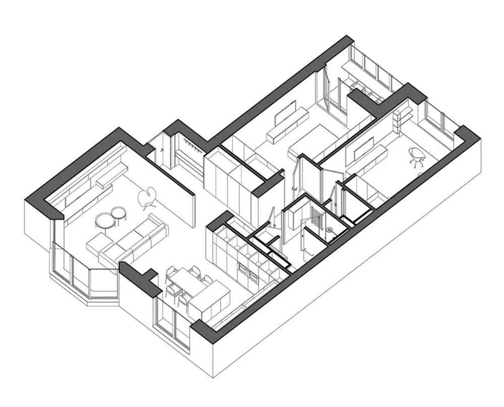 70㎡简约私宅,精简凝练!