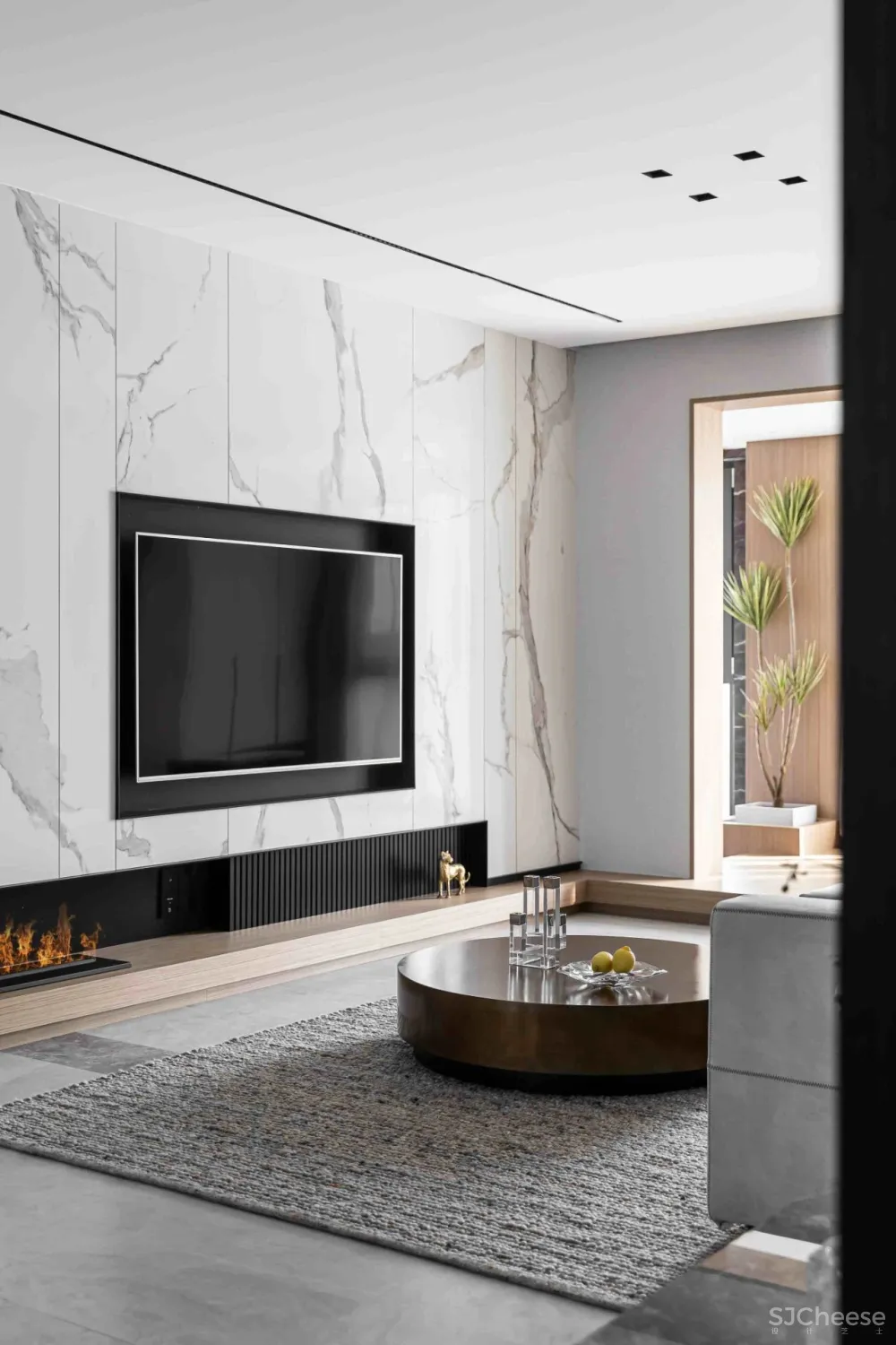 大理石 原木，80后业主的现代风四居室 花漾美作