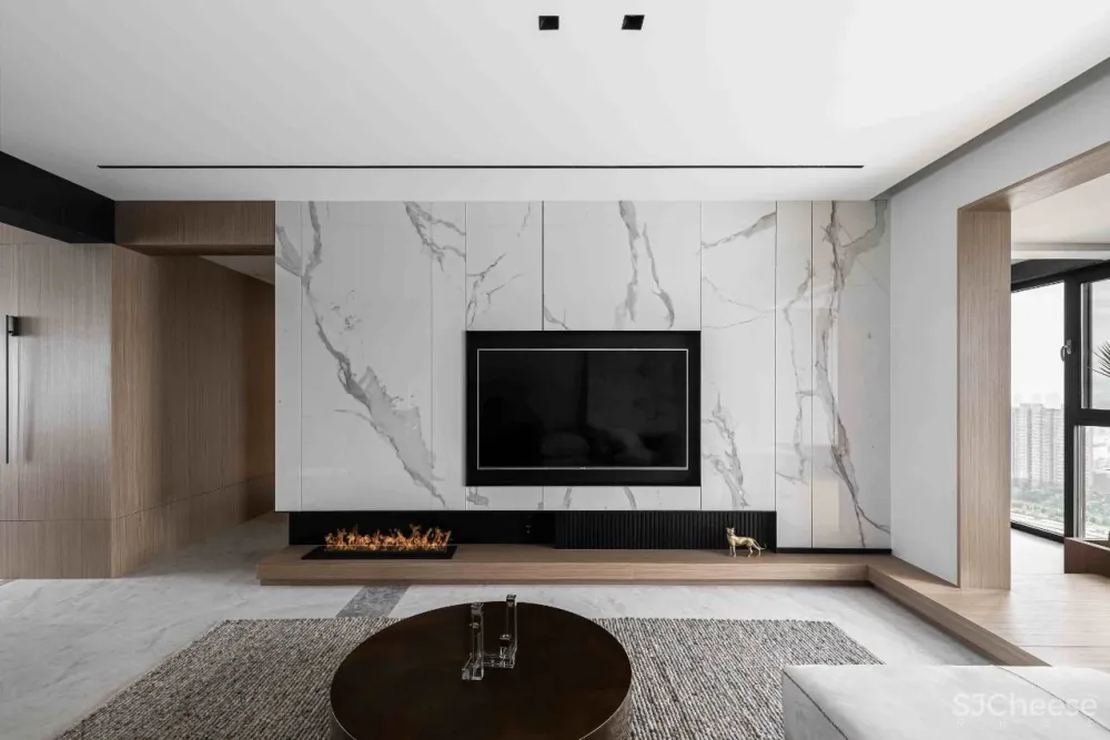 大理石 原木，80后业主的现代风四居室 花漾美作