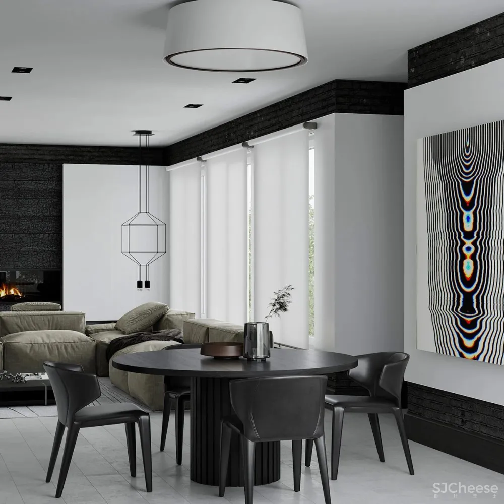 黑白色系的客厅，气质凸显 !