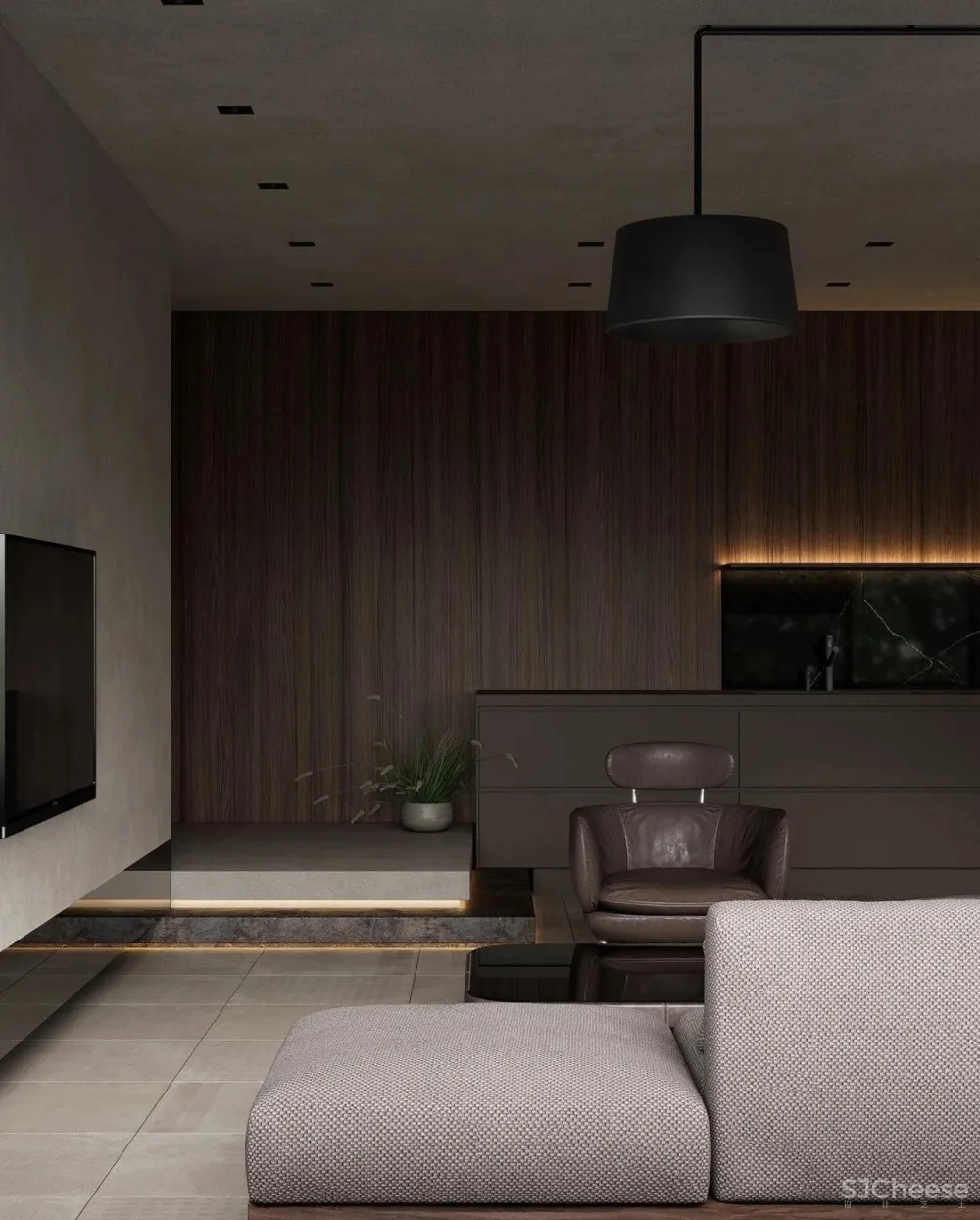 黑白色系的客厅，气质凸显 !