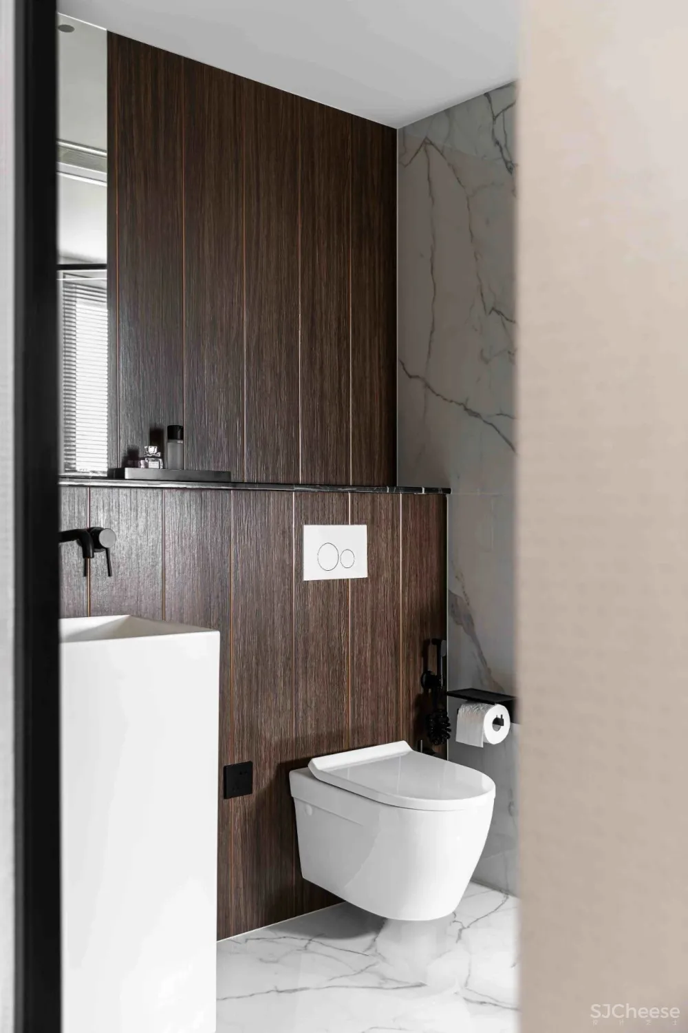 大理石 原木，80后业主的现代风四居室 花漾美作