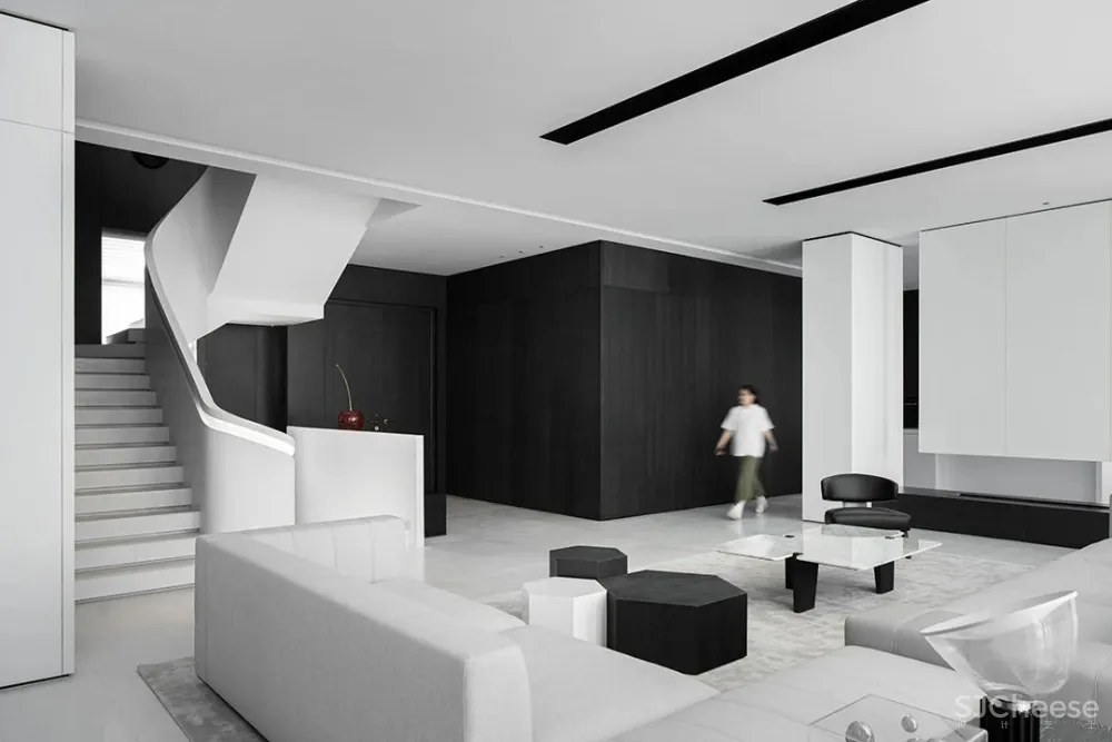 上海 780㎡ 极简别墅设计 ,黑白相映,安静优雅!