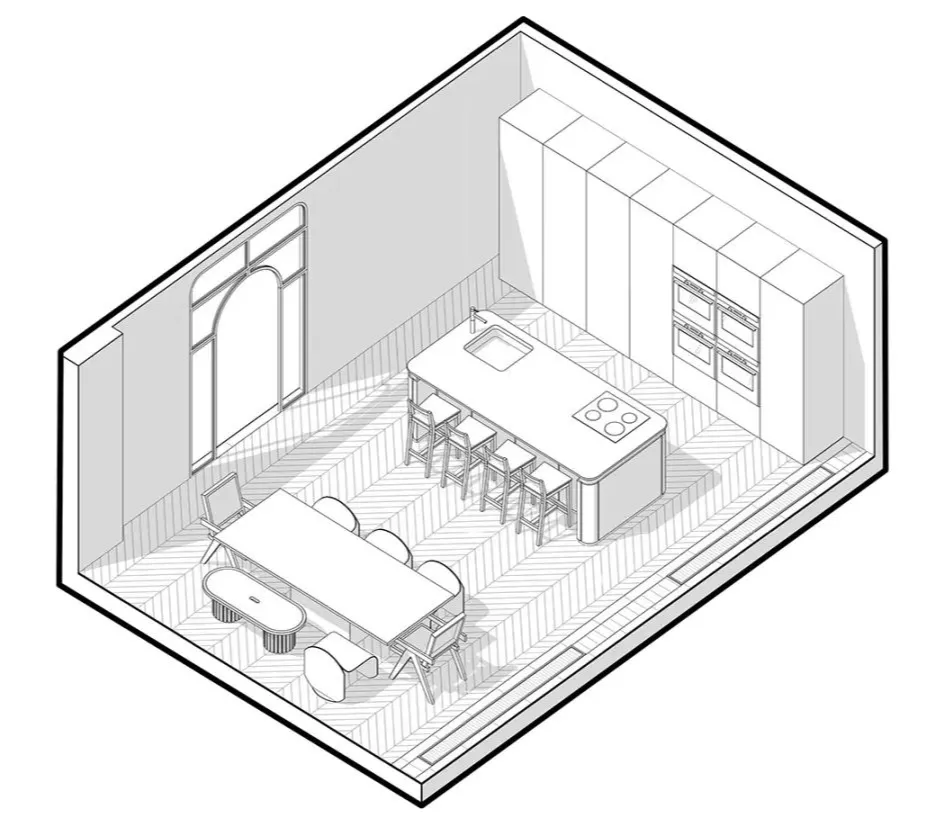 114㎡ 只做一室一厅，三开间的横厅太豪华了！