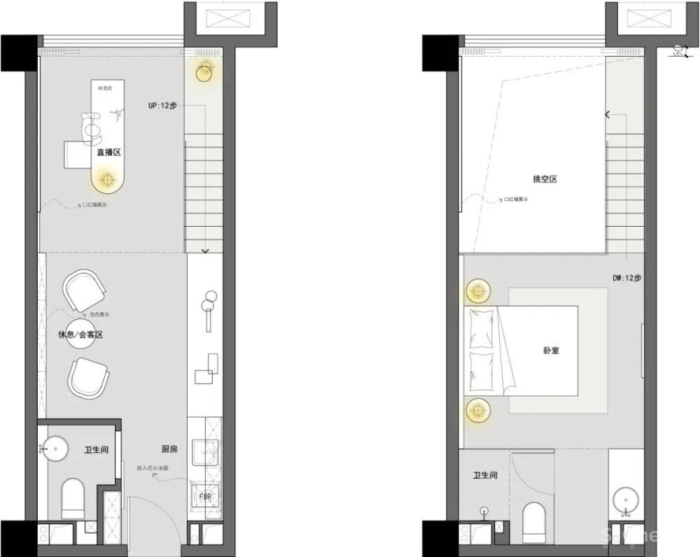 DAS大森设计：40m² - 50m²小而精loft，斜杠青年的挚爱！