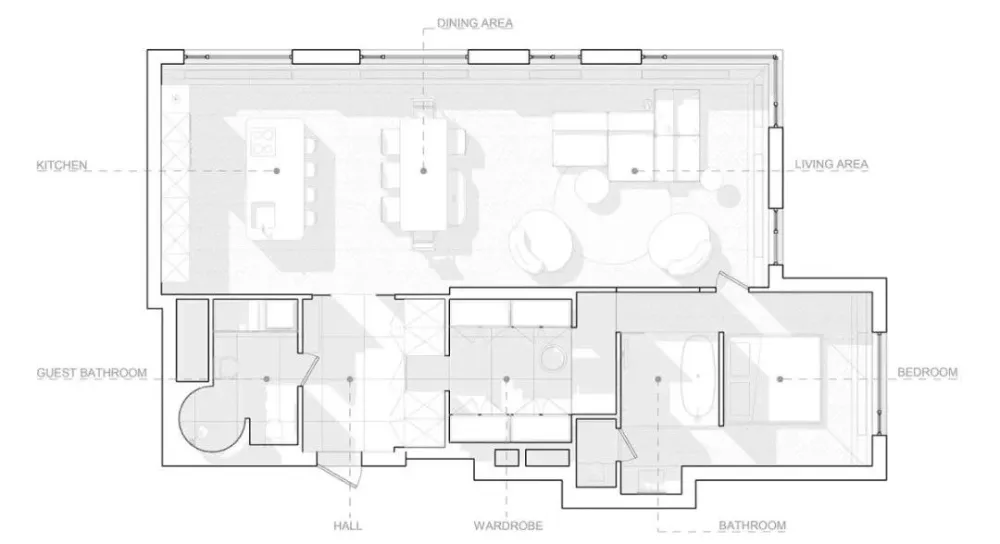 114㎡ 只做一室一厅，三开间的横厅太豪华了！