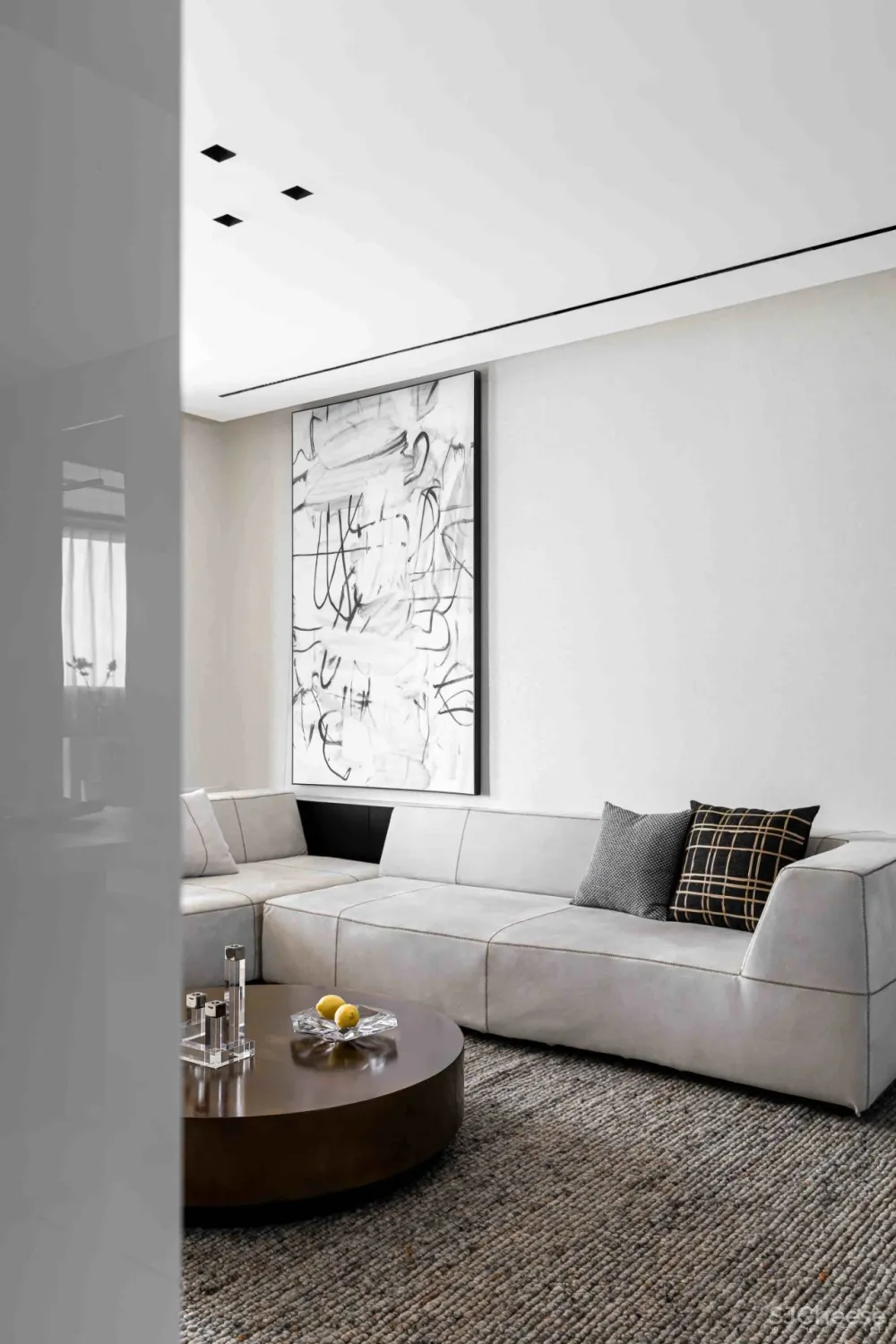 大理石 原木，80后业主的现代风四居室 花漾美作