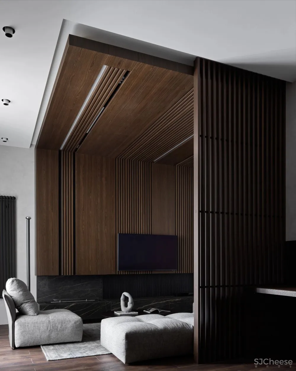 DE-DE新作 95m²简约私宅，大理石与原木的和谐