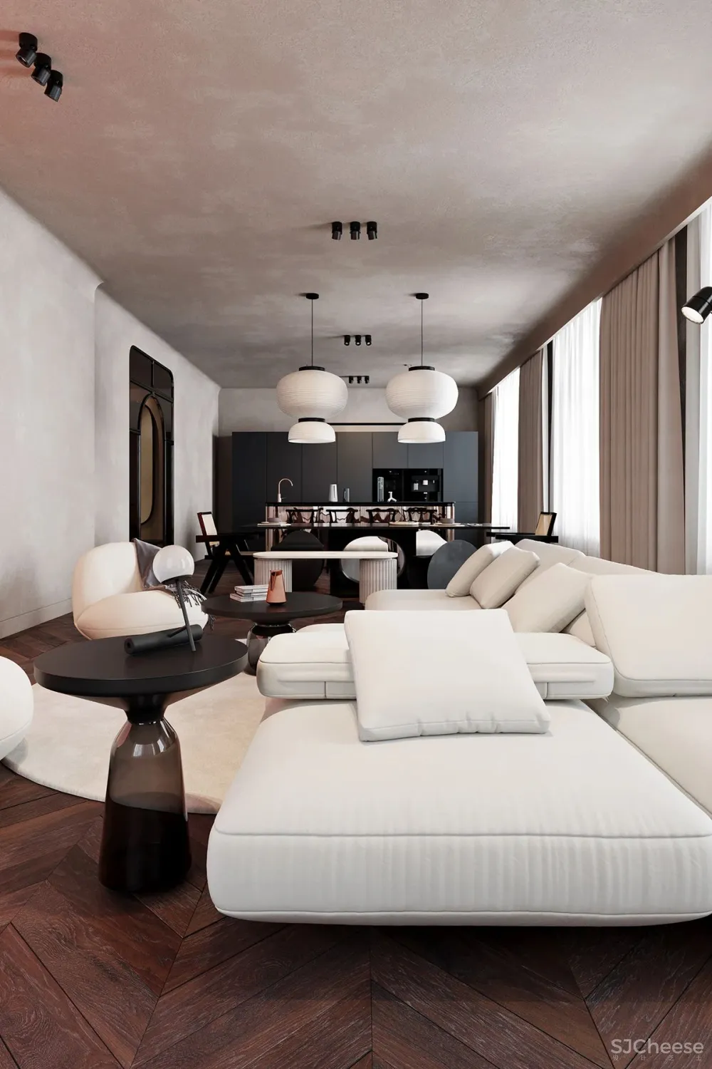 114㎡ 只做一室一厅，三开间的横厅太豪华了！