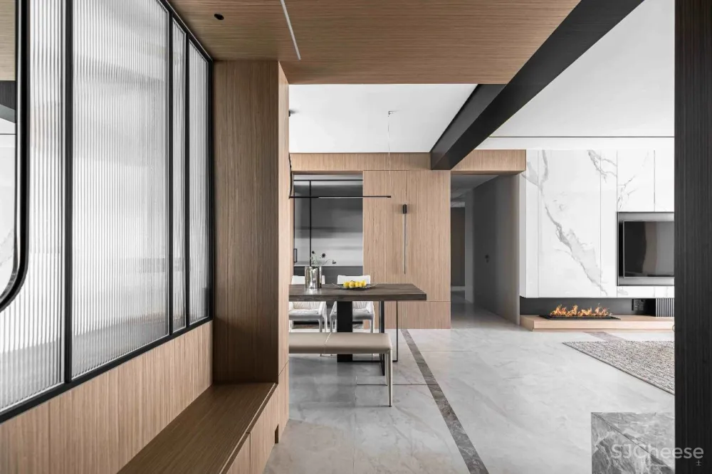 大理石 原木，80后业主的现代风四居室 花漾美作