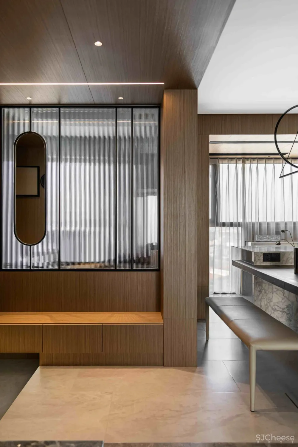 大理石 原木，80后业主的现代风四居室 花漾美作