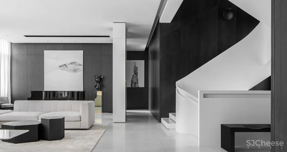 上海 780㎡ 极简别墅设计 ,黑白相映,安静优雅!