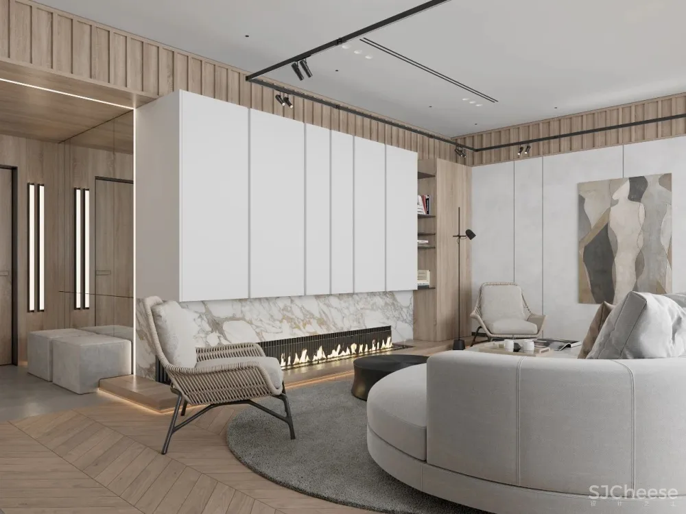 DE-DE新作 95m²简约私宅，大理石与原木的和谐