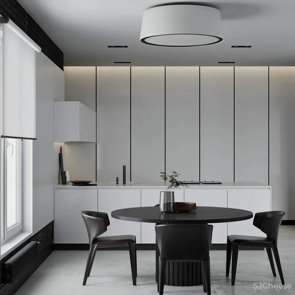 黑白色系的客厅，气质凸显 !