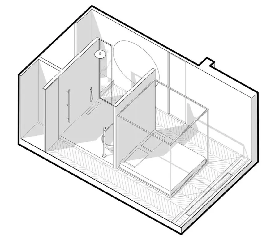 114㎡ 只做一室一厅，三开间的横厅太豪华了！