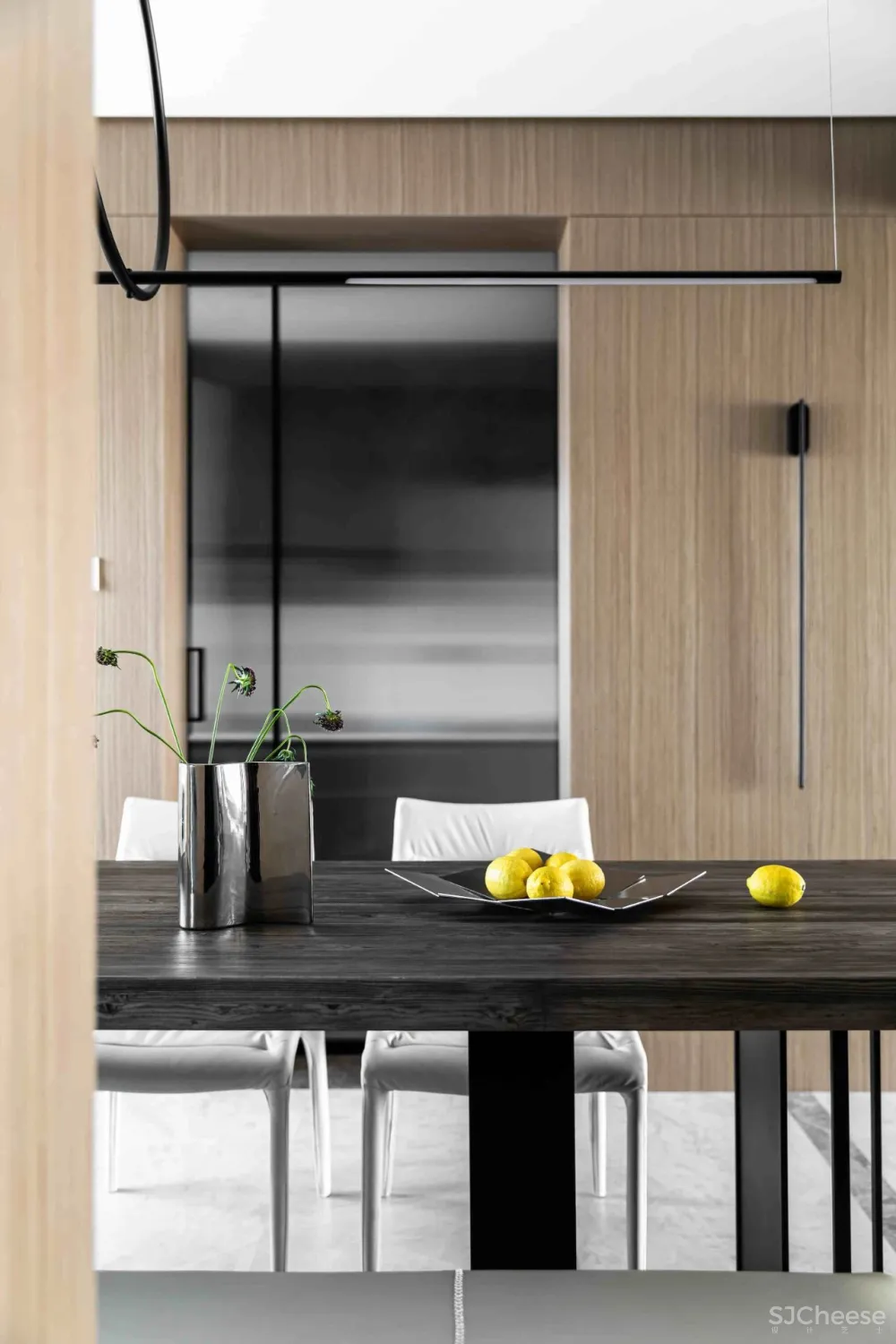 大理石 原木，80后业主的现代风四居室 花漾美作