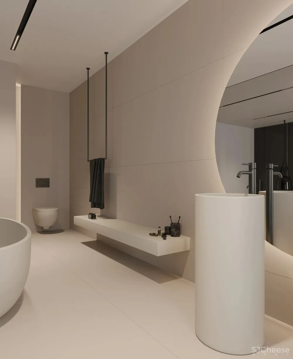 主卧带开放浴室,一室户也能住出豪宅感