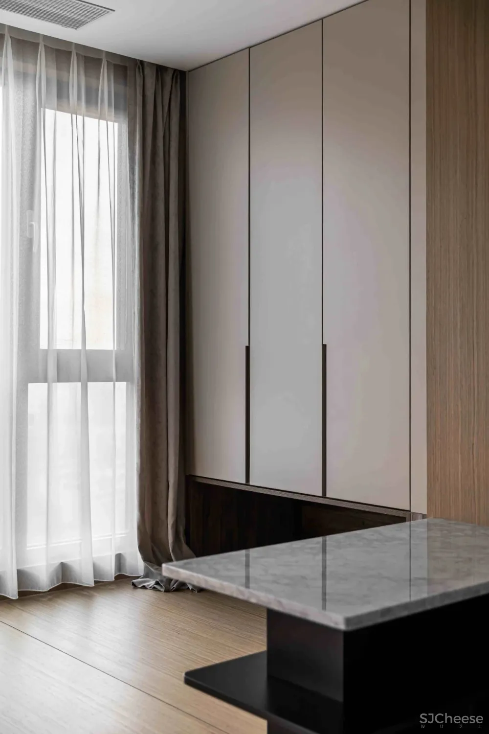 大理石 原木，80后业主的现代风四居室 花漾美作