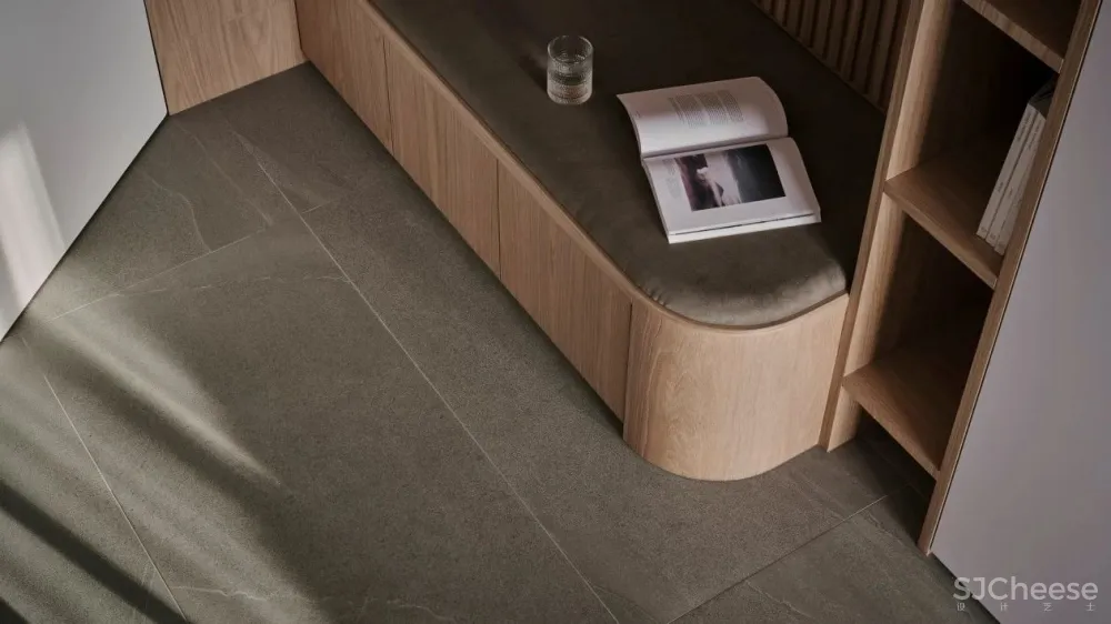 原木 水磨石，四口人的阅读之家 御见设计