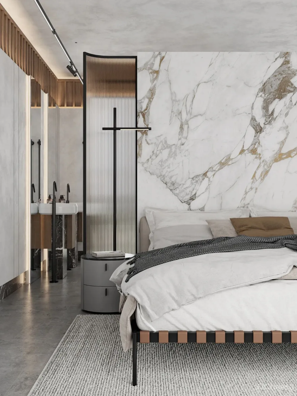 DE-DE新作 95m²简约私宅，大理石与原木的和谐