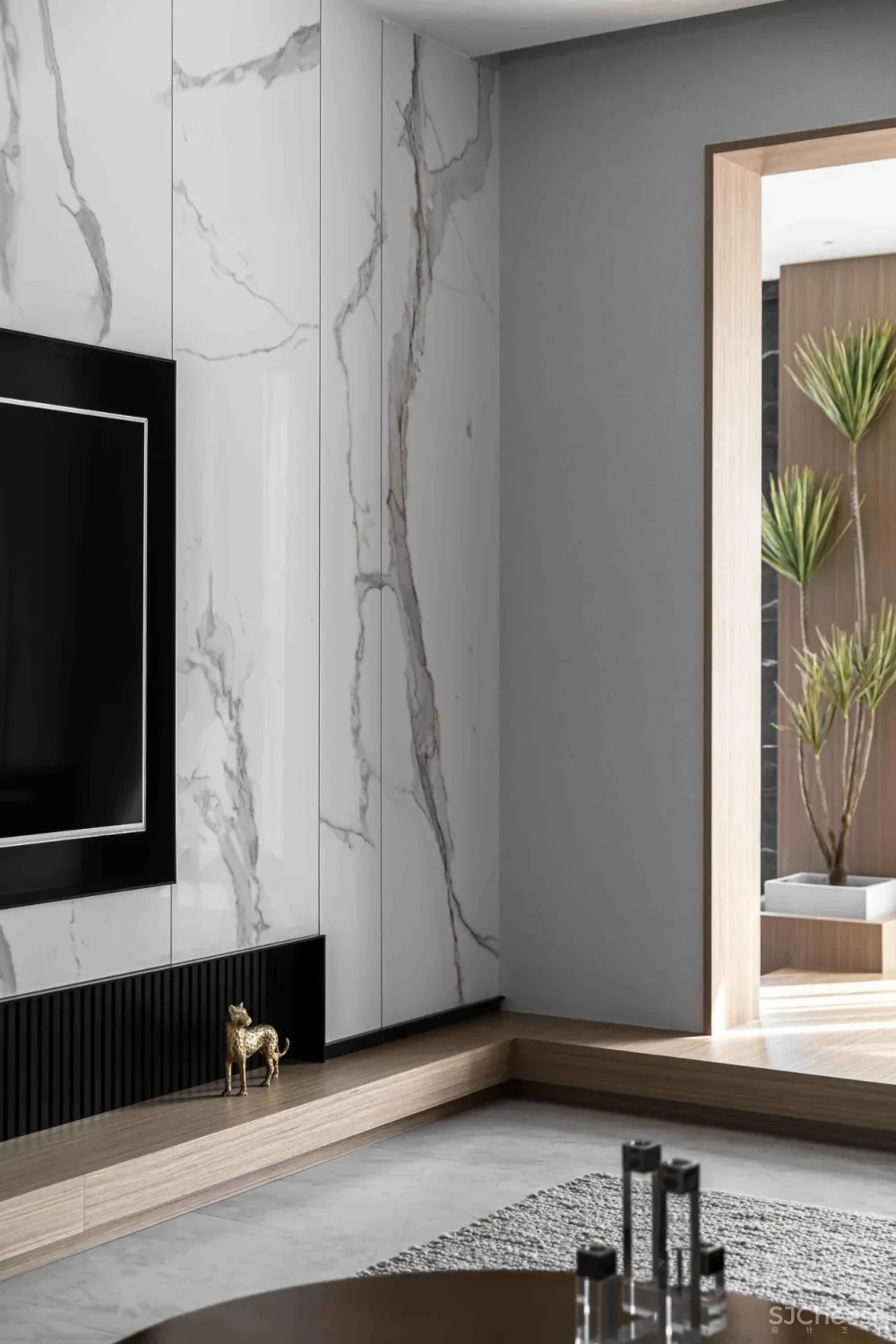 大理石 原木，80后业主的现代风四居室 花漾美作