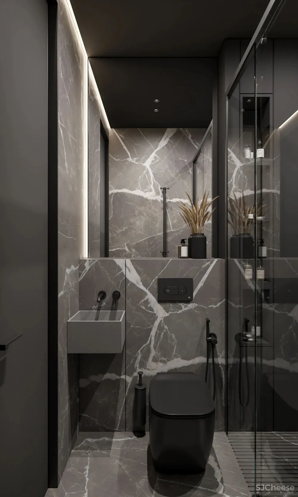 DE-DE新作 95m²简约私宅，大理石与原木的和谐