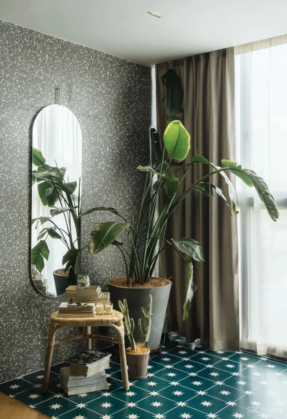 80后丁克夫妻的100㎡两室，颜值美炸！花砖、绿植，住-租一体，还有两狗子……