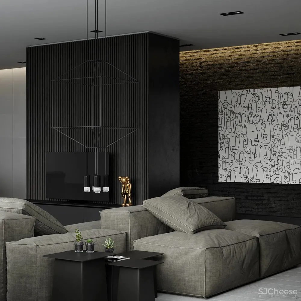 黑白色系的客厅，气质凸显 !