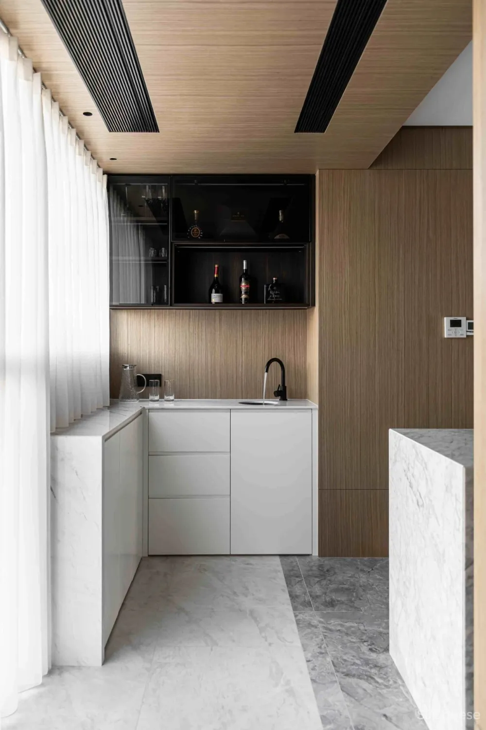 大理石 原木，80后业主的现代风四居室 花漾美作