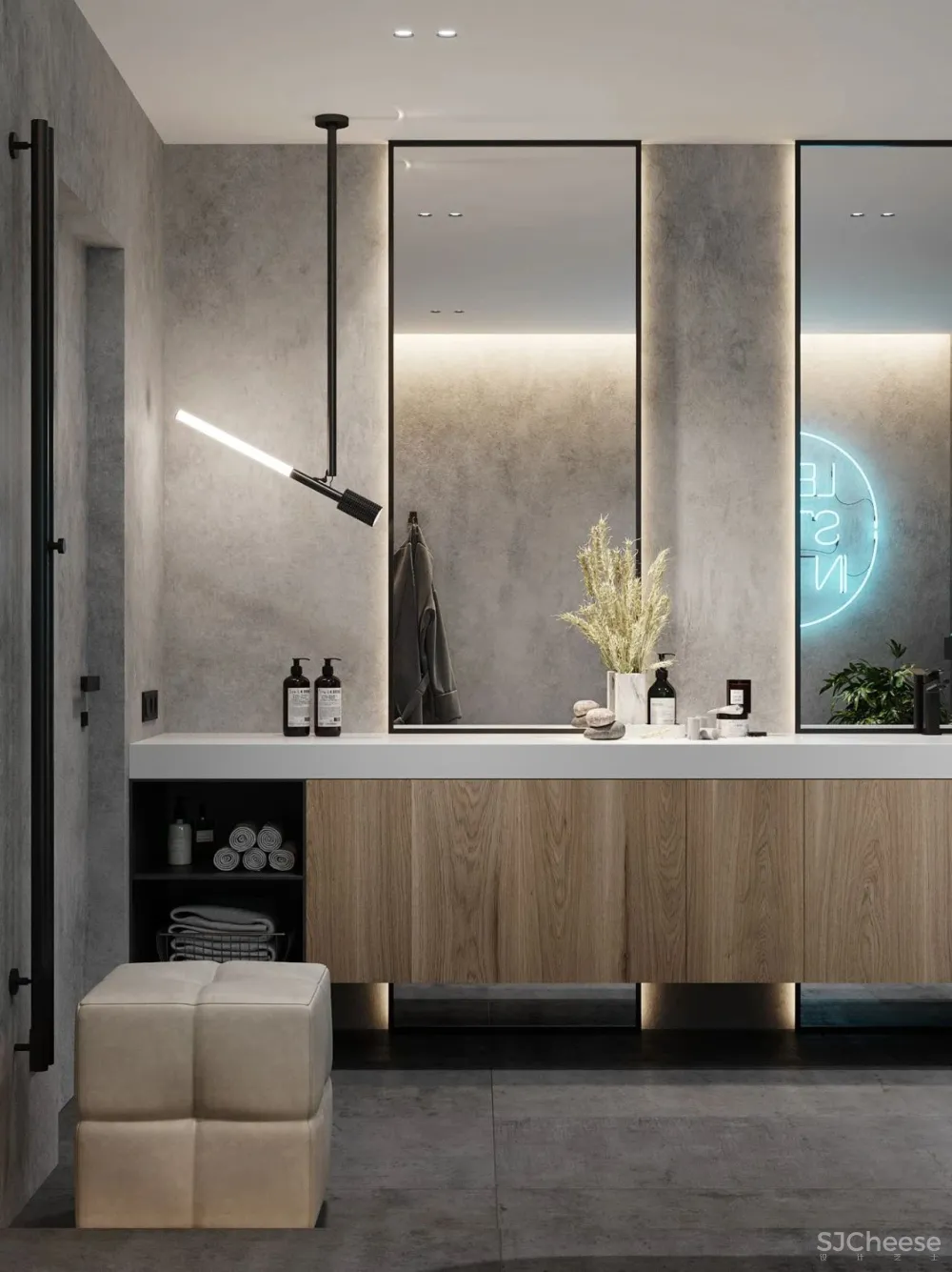 灰色极简空间，混凝土的质地！