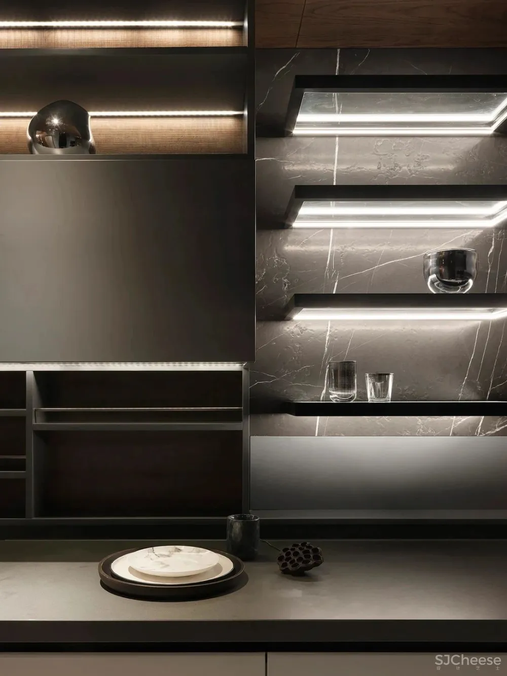 胡桃木 高级灰,纯粹而艺术的现代空间