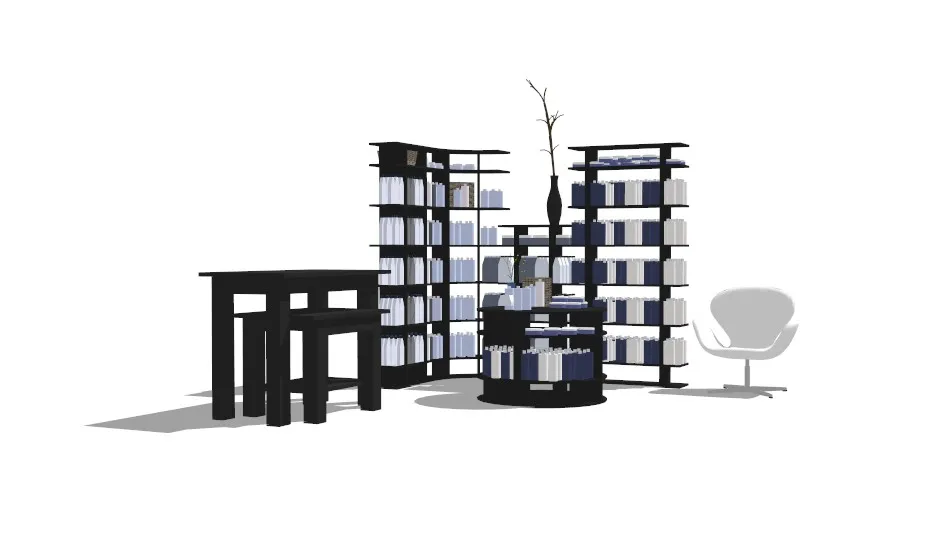 书柜SU草图大师模型合集sketchup-45款常用书柜-SKP格式-45.7M