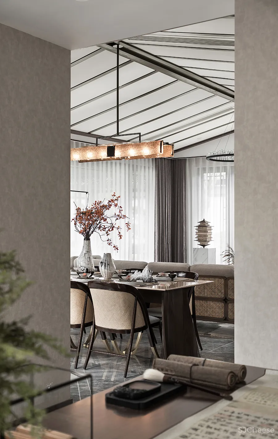 130㎡中式合院，一花一木，满庭芳华！