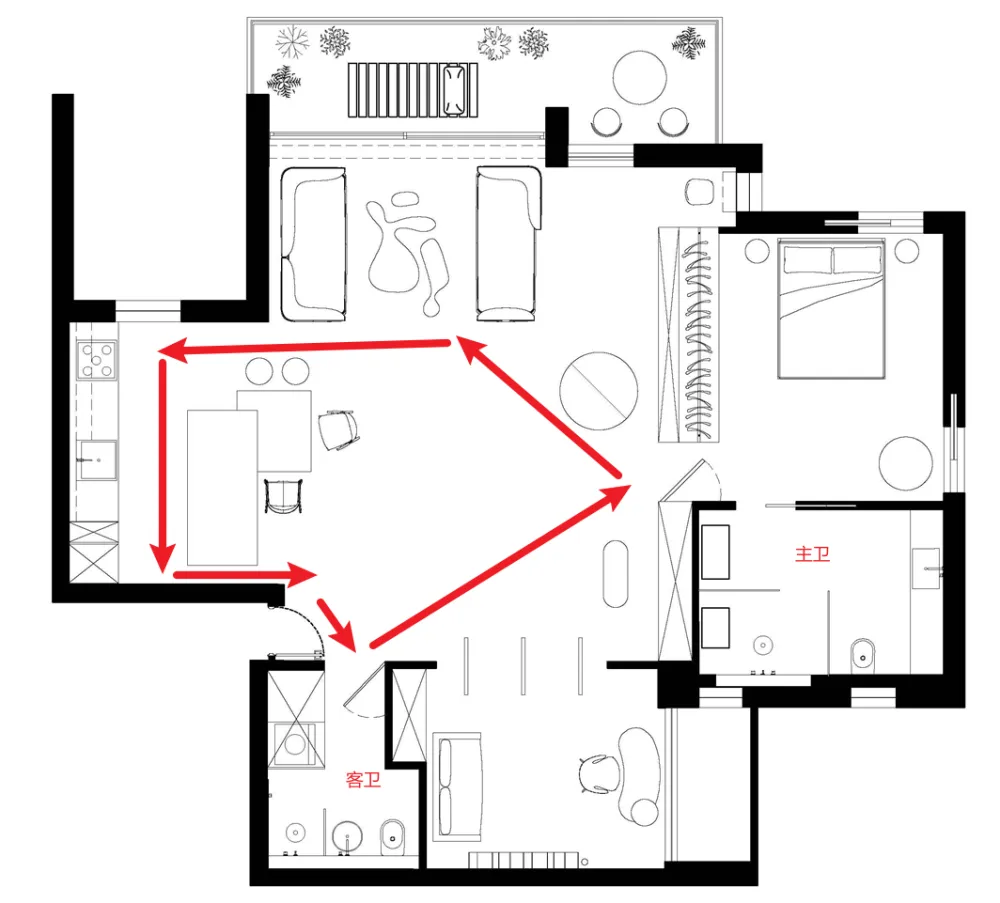 100㎡ 两房两卫，隔墙全拆客厅大2倍！