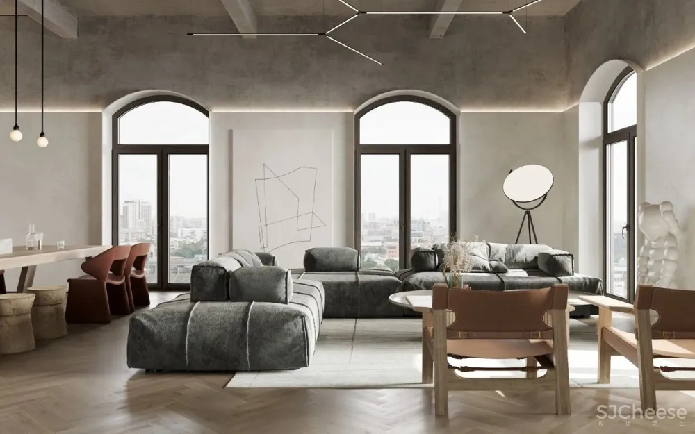 136㎡水泥灰 原木,独特舒适!