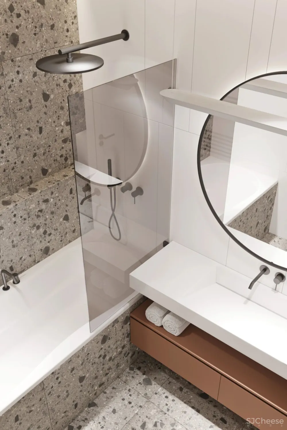 65㎡的小公寓,浴室竟能放下最爱的浴缸,也太享受了