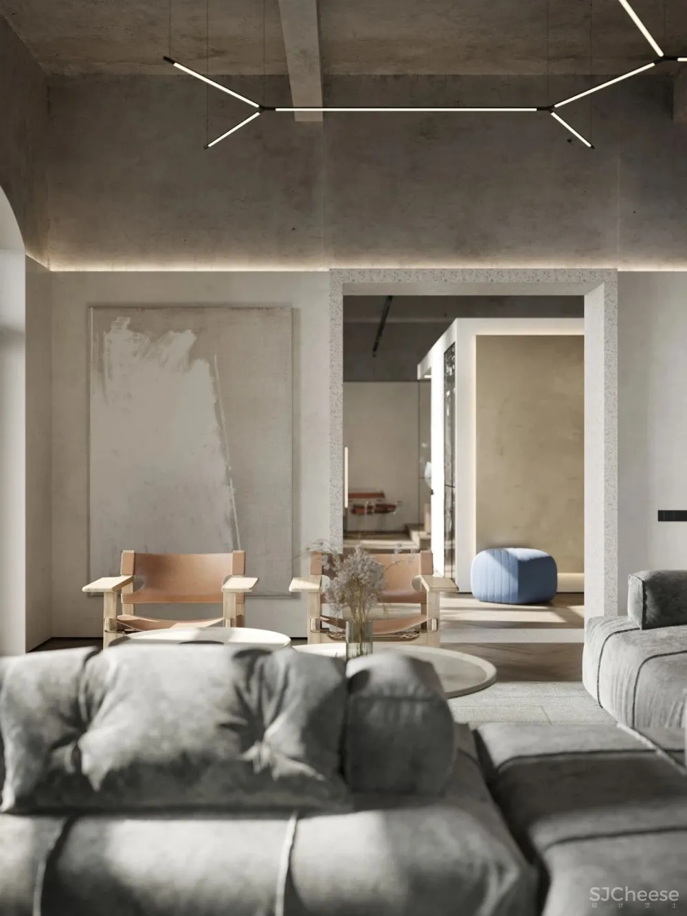 136㎡水泥灰 原木,独特舒适!