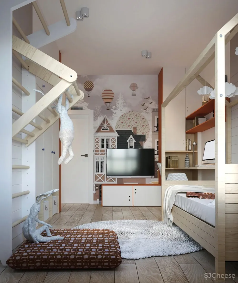 90㎡二居室,四口之家的紫色空间,漂亮!