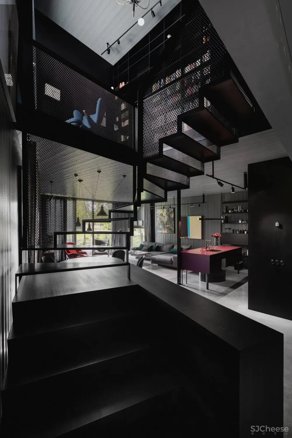 189m²黑色系别墅,藏于林间的避世居所