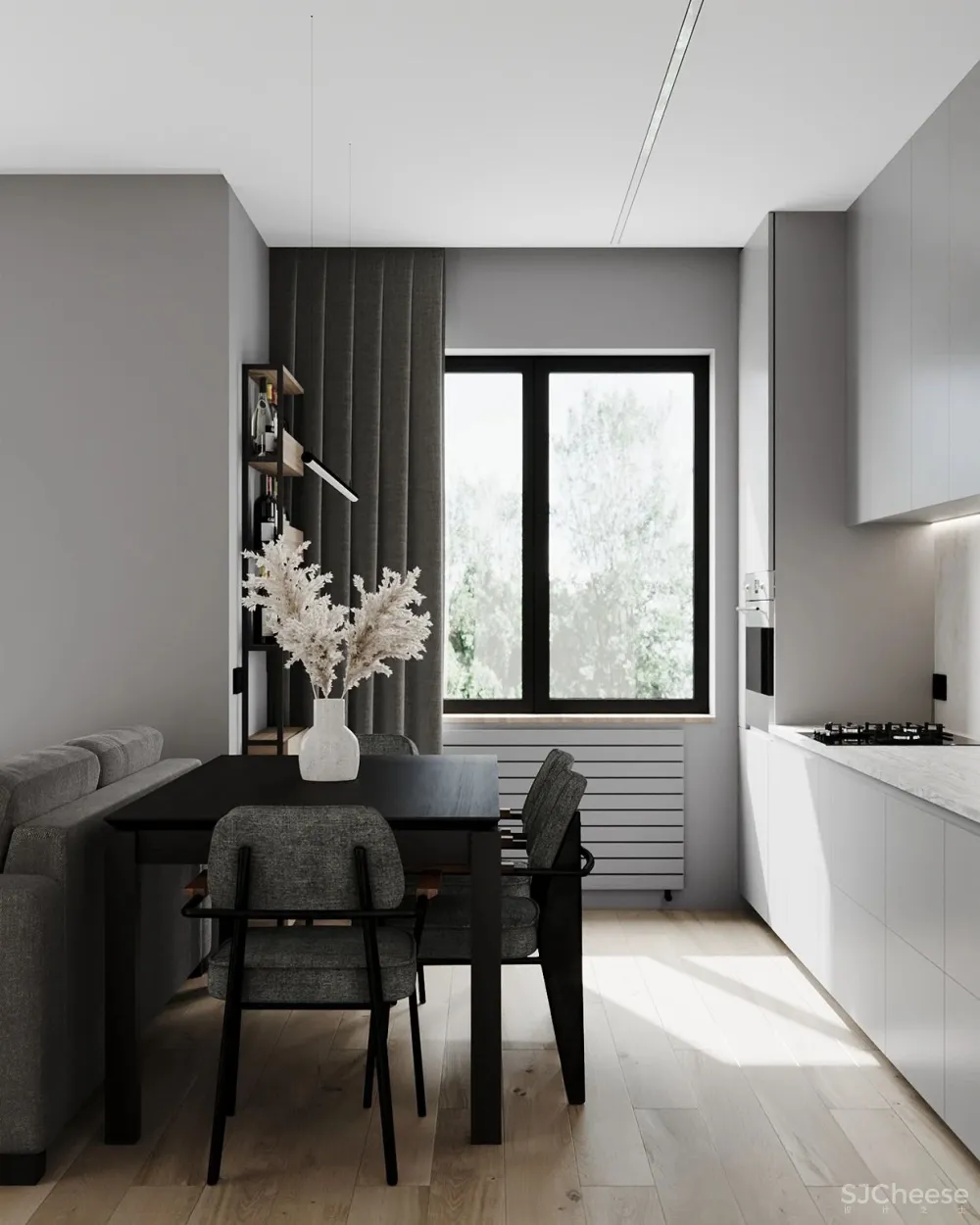 高级灰小公寓,一室户做分离式卫浴简约又大气