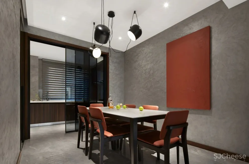 黑白灰 铁锈红，有温度的极简格调｜谦禾设计