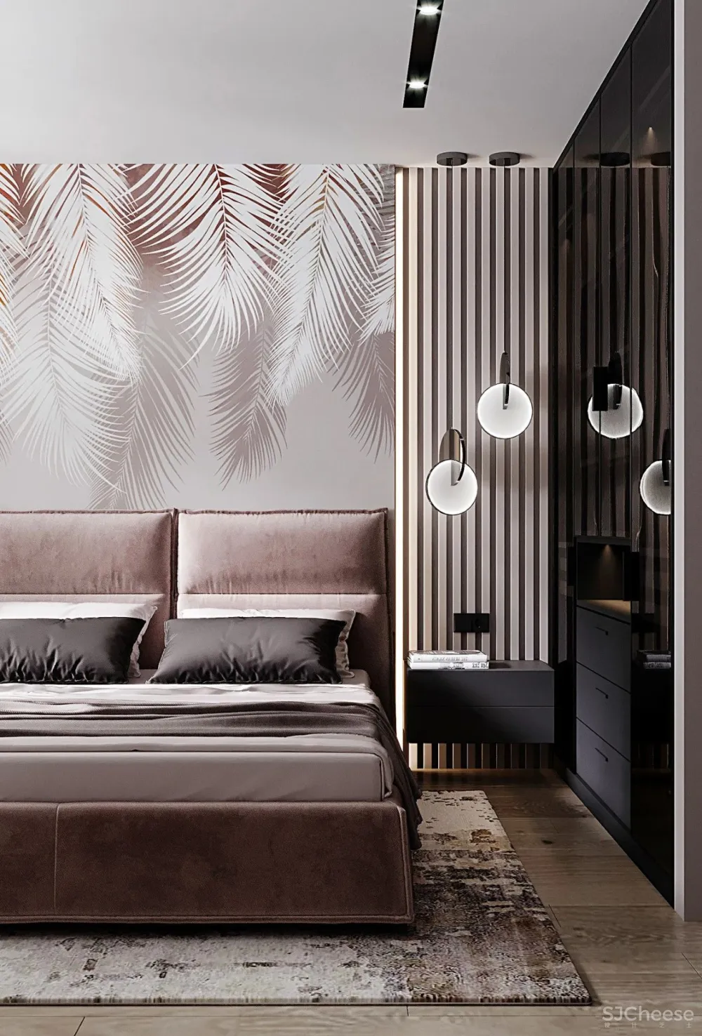 90㎡二居室,四口之家的紫色空间,漂亮!