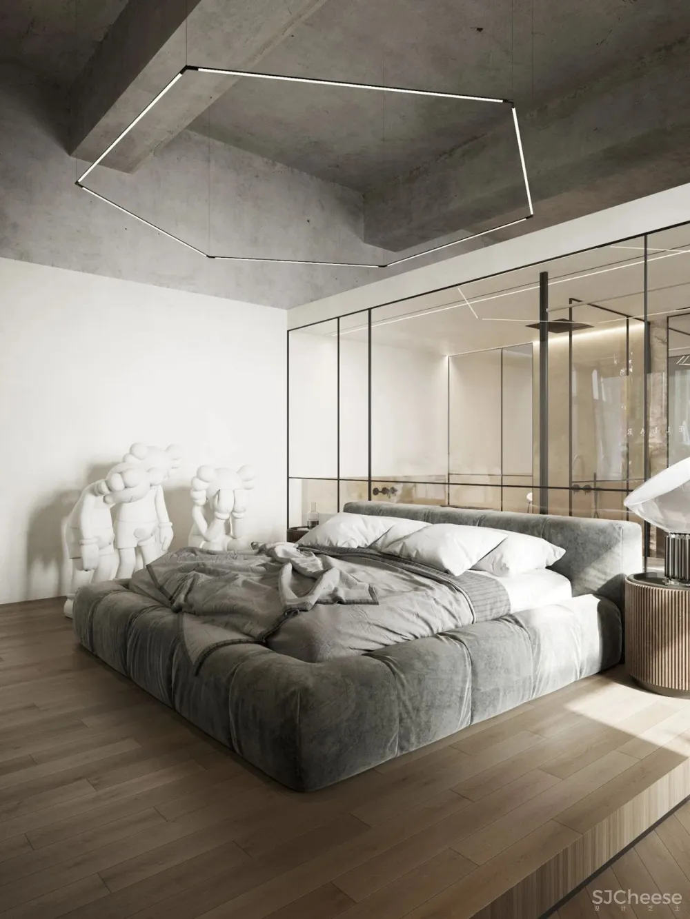 136㎡水泥灰 原木,独特舒适!