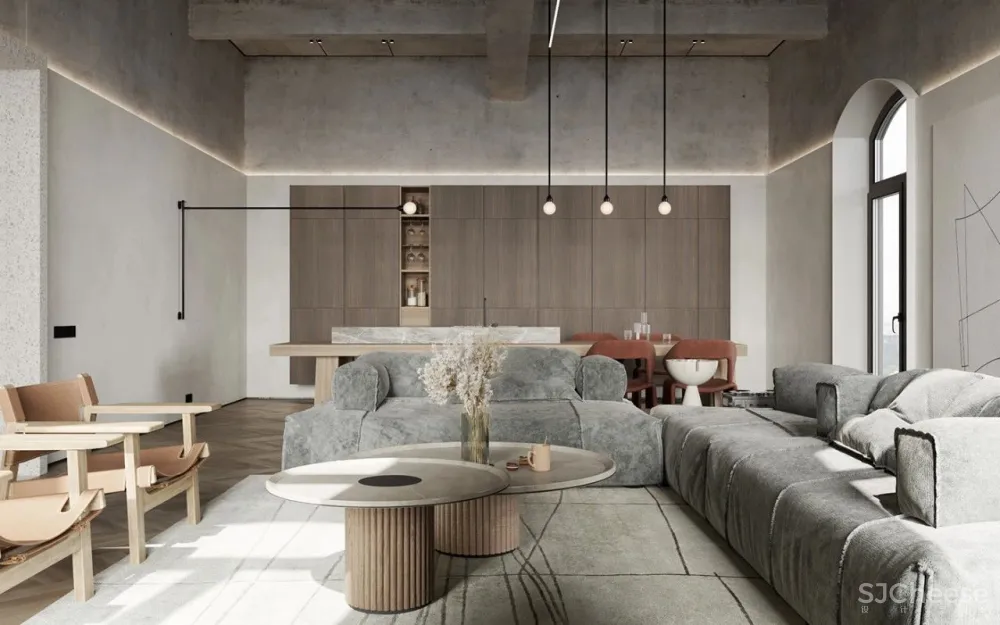 136㎡水泥灰 原木,独特舒适!