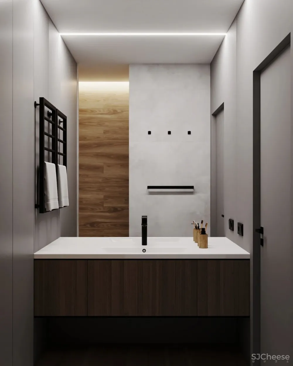 高级灰小公寓,一室户做分离式卫浴简约又大气