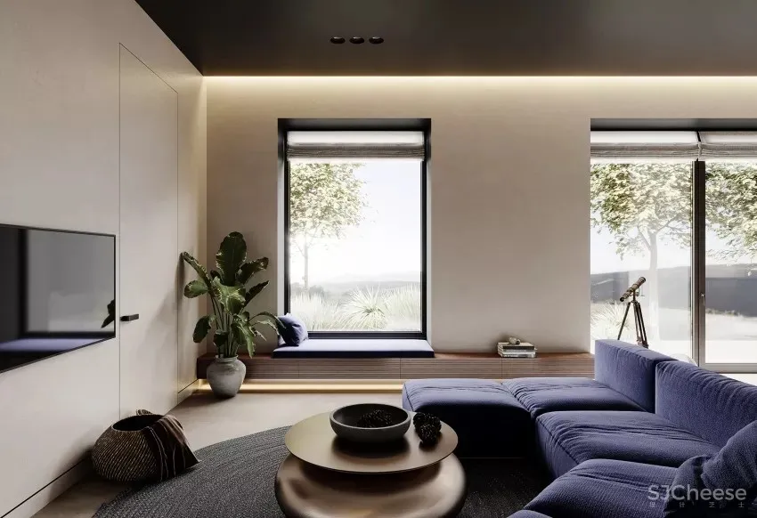 柔和圆弧美学!现代禅风庭院别墅