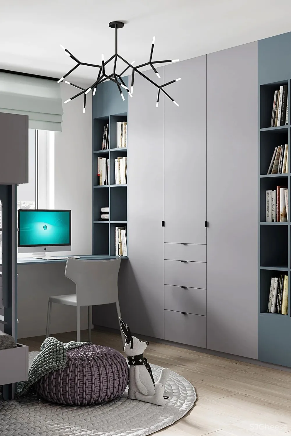 90㎡二居室,四口之家的紫色空间,漂亮!