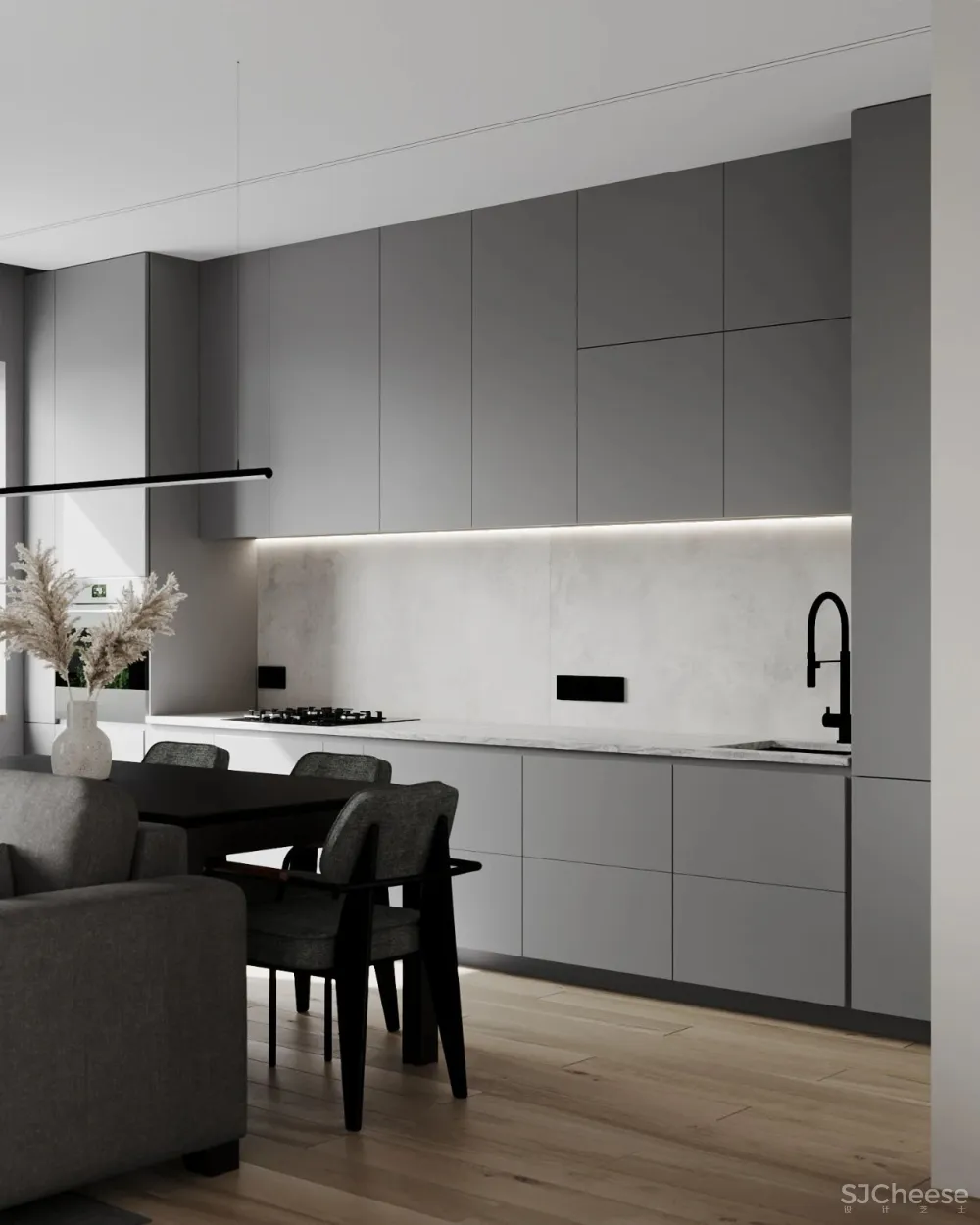 高级灰小公寓,一室户做分离式卫浴简约又大气