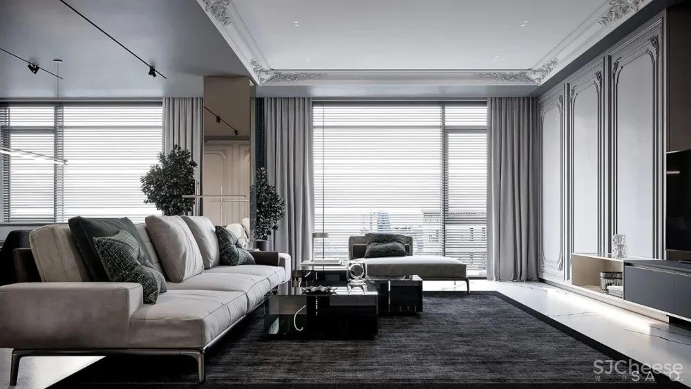 轻奢 高级灰，257㎡轻奢大平层