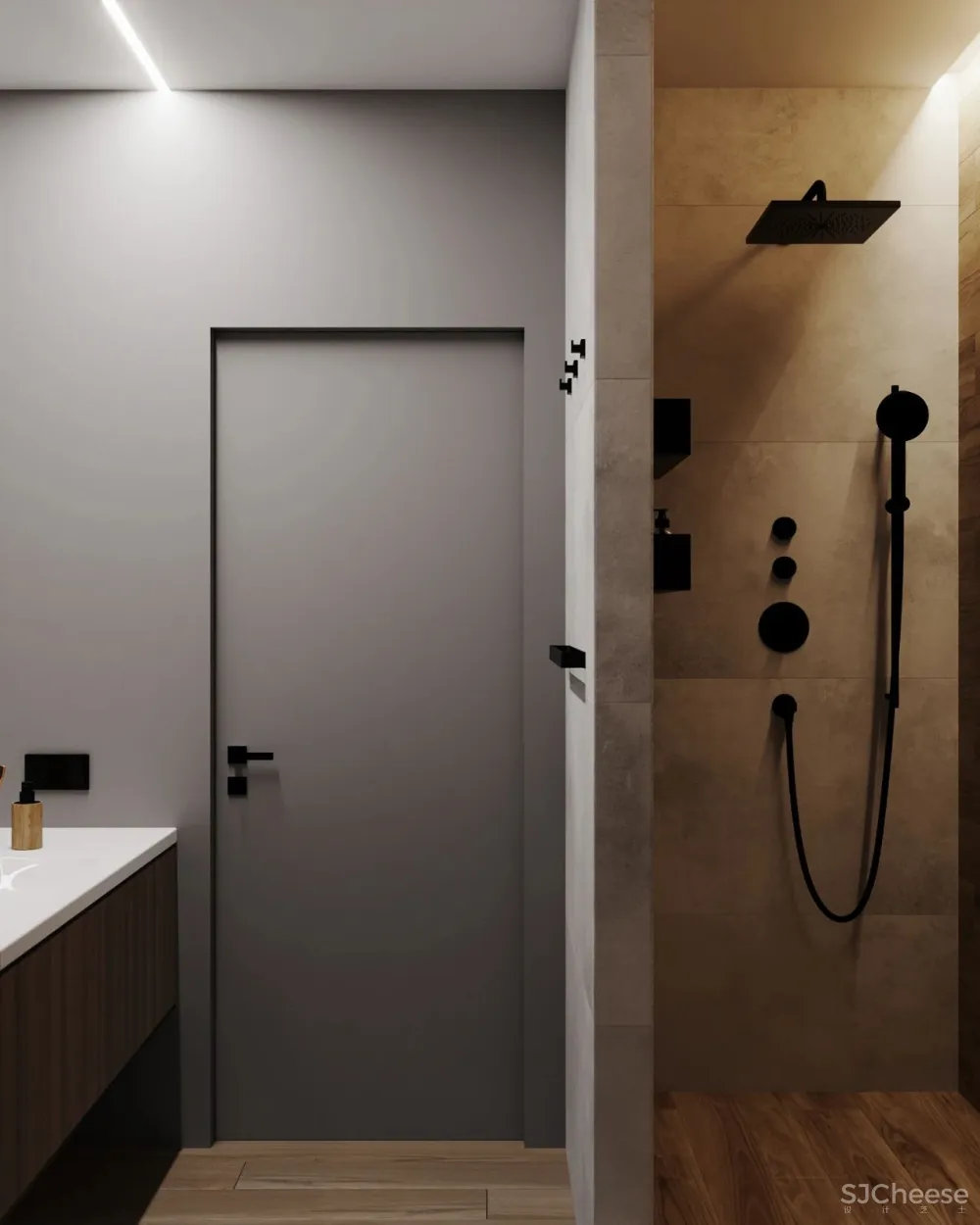 高级灰小公寓,一室户做分离式卫浴简约又大气